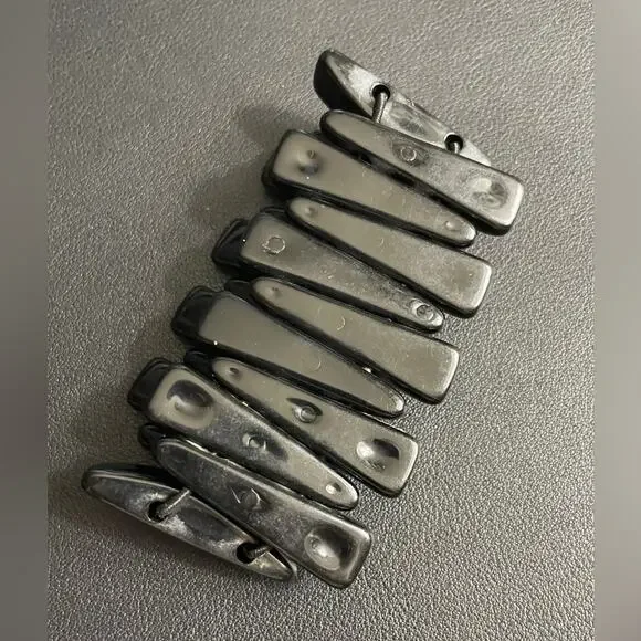 Vintage Acrylic Geometric Black Stretch Bracelet‎ Retro - Picture 4 of 5